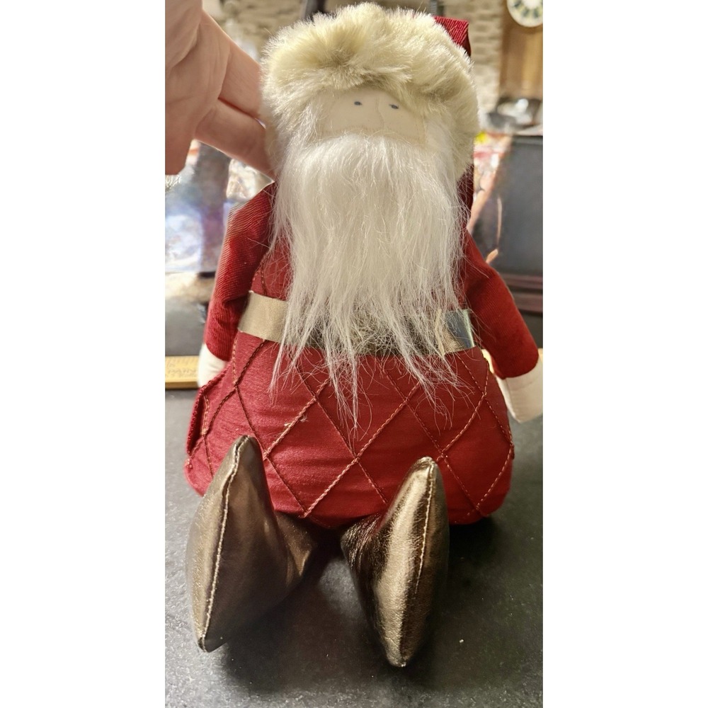Poof & Woof 2013 Santa Doll Christmas Decor Red Gold Long Boots Plush